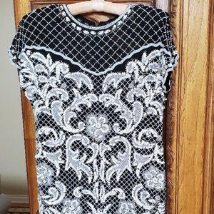 Beaded and Sequined Evening Dress -- Knee Length